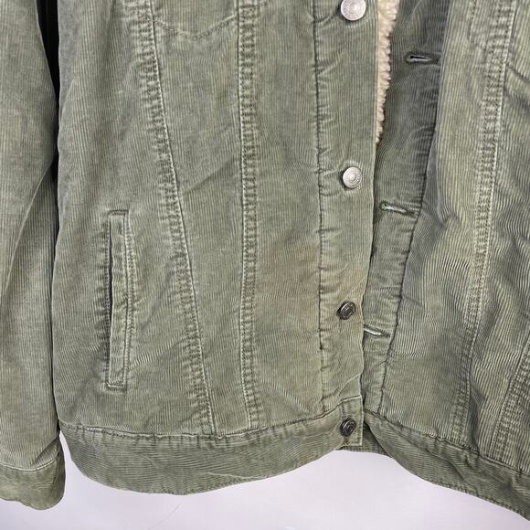 Vintage Gap Y2K 2003 Olive Green Corduroy Sherpa Lined Trucker Jacket mens L - Picture 14 of 14